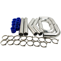 Ladeluftkühlerrohr 76mm 3 Zoll Aluminium - Ladeluftkühler-Rohrleitungssatz + blaue Schlauchsätze