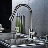 Pull Down Spray Brushed Nickel Kitchen Sink Faucet Swivel Mixer Tap Waterpipe