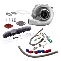 T3T4 T04E Turbo A / R. 57 + Ölleitung + Verteiler-Kit kompatibel für Nissan Patrol Safari Y60 Y61