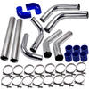 Universal 2, 5 zollAluminium 8PCS Turbo Ladeluftkühler Rohrleitungssätze + Klemme Chrom