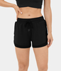 Halara - Breezeful™ Schnell trocknende 2-in-1-Flowy-Laufshorts mit hoher Taille,  Kordelzug und seitlichen Netztaschen 7, 6 cm - Schwarz - XL