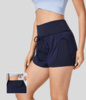 Halara - Breezeful™ Schnell trocknende 2-in-1 Laufshorts mit hohem Bund,  Seitentaschen und zum Binden - Peacoat - XS
