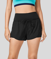 Halara - Breezeful™ Schnell trocknende 2-in-1 Laufshorts mit hohem Bund,  Seitentaschen und zum Binden - Schwarz - XS