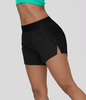 Halara - Breezeful™ Schnell trocknende 2-in-1-Laufshorts mit mittelhohem Bund,  Plissee und geteiltem Saum - Schwarz - XL