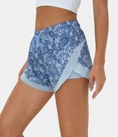 Halara - Breezeful™ Schnell trocknende 2-in-1-Shorts mit Kordelzug und Kontrast-Mesh 7, 6 cm-Farbdruck - retro silhouette floral - XS