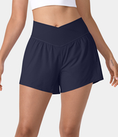 Halara - Breezeful™ Schnell trocknende Crossover 2-in-1-Yoga-Shorts mit hoher Taille und Seitentaschen 10, 2 cm - Black Diamond Blue - M