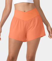 Halara - Breezeful™ Schnell trocknende Crossover 2-in-1-Yoga-Shorts mit hoher Taille und Seitentaschen 10, 2 cm - Blush Orange - S