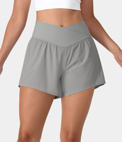 Halara - Breezeful™ Schnell trocknende Crossover 2-in-1-Yoga-Shorts mit hoher Taille und Seitentaschen 10, 2 cm - Ghost Gray - L