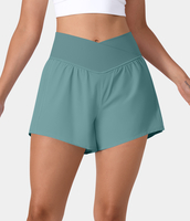 Halara - Breezeful™ Schnell trocknende Crossover 2-in-1-Yoga-Shorts mit hoher Taille und Seitentaschen 10, 2 cm - Mineral Blue - M