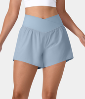 Halara - Breezeful™ Schnell trocknende Crossover 2-in-1-Yoga-Shorts mit hoher Taille und Seitentaschen 10, 2 cm - Thin Ice Blue - L