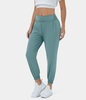 Halara - Breezeful™ Schnell trocknende,  lässige Flowy Jogginghose mit hoher Taille und Kontrast-Seitenpanel - Mineral Blue - XS