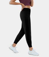 Halara - Breezeful™ Schnell trocknende,  lässige Flowy Jogginghose mit hoher Taille und Kontrast-Seitenpanel - Schwarz - M