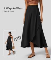 Halara - Breezeful™ verdrehter,  gewickelter,  Resort-Rock mit hohem Bund und Schnürung hinten,  schnell trocknend - Schwarz - S(regular)