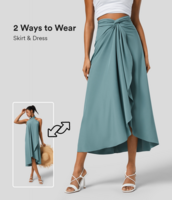 Halara - Breezeful™ verdrehter,  gewickelter,  Resort-Rock mit hohem Bund und Schnürung hinten,  schnell trocknend - Steinblau - S(regular)