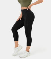 Halara - Capri-Leggings mit hoher Taille und seitlichen Taschen - Schwarz - XS