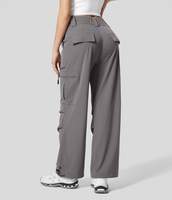 Halara - Cargo-Jogginghose mit hohem Bund,  Knopfreißverschluss,  mehreren Taschen und verstellbarem Kordelzug - Storm Front - XS(regular)