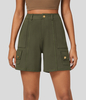 Halara - Cargo-Shorts mit hohem Bund,  Knopf,  Reißverschluss und mehreren Taschen - Forest Night - XS