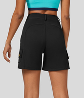 Halara - Cargo-Shorts mit hohem Bund,  Knopf,  Reißverschluss und mehreren Taschen - Schwarz - XL