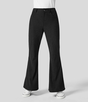 Halara - Cordhose Schlaghose mit hohem Bund und mehreren Taschen - Schwarz - XL(regular)