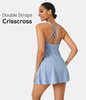 Halara - Crisscross 2-teiliges Set ausgestelltes Sportkleid mit Seitentaschen - Camon blue - M