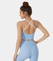 Halara - Crisscross Barre Ballet Dance Sport-BH mit leichtem Halt und Doppelträgern - Angel Falls - S