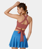 Halara - Crisscross,  kurz geschnittenes Barre-Ballett-Tanz-Tanktop mit Schnürung - Dusty Cedar - M
