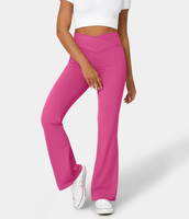 Halara - Crossover Flare Yoga-Leggings mit hohem Bund - Fuchsia Fedora - M(petite)