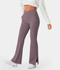 Halara - Crossover Pocket Split Saum Flare Leggings in voller Länge-Smile - Deep Tea Brown - M(petite)