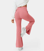 Halara - Crossover Pocket Split Saum Flare Leggings in voller Länge-Smile - Süßigkeiten Rosa - XS(regular)