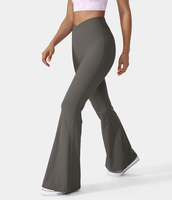 Halara - Crossover Super Flare Leggings mit hoher Taille und hintere Taschen - Deep Red Grey - M(tall)