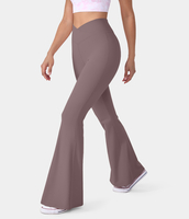 Halara - Crossover Super Flare Leggings mit hoher Taille und hintere Taschen - Deep Tea Brown - XS(regular)