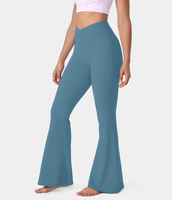 Halara - Crossover Super Flare Leggings mit hoher Taille und hintere Taschen - Light Azure - L(petite)