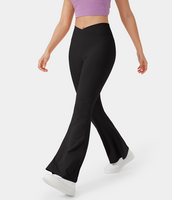 Halara - Crossover Super Flare Leggings mit hoher Taille und hintere Taschen - Schwarz - M(regular)