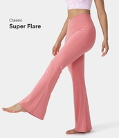 Halara - Crossover Super Flare Leggings mit hoher Taille und hintere Taschen - Süßigkeiten Rosa - XS(regular)