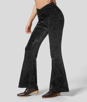 Halara - Crossover-Yoga-Leggings mit hohem Bund und Gesäßtasche aus Samt in voller Länge - Schwarz - XL(regular)