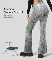 Halara - Crossover-Yoga-Leggings mit hohem Bund und Gesäßtasche aus Samt in voller Länge - Ultimatives Grau - XS(regular)