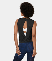 Halara - Crossover-Yoga-Tanktop mit Rundhalsausschnitt - Schwarz - S