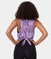 Halara - Durchscheinendes,  ärmelloses,  geteiltes Oberteil mit gebundenem Rücken - kein Sport-BH - Lila - XL
