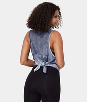 Halara - Durchscheinendes,  ärmelloses,  geteiltes Oberteil mit gebundenem Rücken - kein Sport-BH - Schieferblau - L