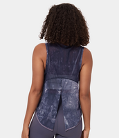 Halara - Durchscheinendes,  ärmelloses,  geteiltes Oberteil mit gebundenem Rücken - kein Sport-BH - Tiefe Marine - L