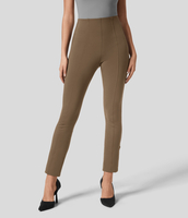 Halara - EcoCloudful™-Stoff 7/8 Stoffhose mit hohem Bund,  Bauchkontrolle und verstellbarem Saum - Sepia - XS(7/8)