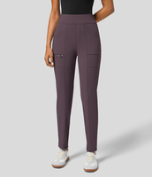 Halara - EcoCloudful™-Stoff Lässige,  schmale Hose mit hohem Bund,  mehreren Taschen und Reißverschluss - Dusky Evening purple - XS(regular)