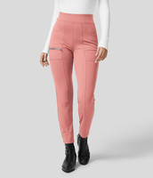 Halara - EcoCloudful™-Stoff Lässige,  schmale Hose mit hohem Bund,  mehreren Taschen und Reißverschluss - Süßigkeiten Rosa - L(regular)