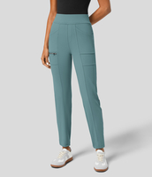 Halara - EcoCloudful™-Stoff Lässige,  schmale Hose mit hohem Bund,  mehreren Taschen und Reißverschluss - Steingrün - XS(regular)