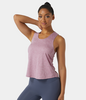 Halara - Einfaches Racerback-Trainings-Tanktop mit U-Ausschnitt - Lila Rosa - XL