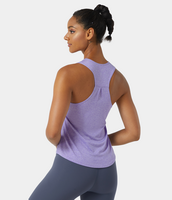 Halara - Einfaches Racerback-Workout-Tanktop mit U-Ausschnitt - Helles Lila - L