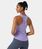 Halara - Einfaches Racerback-Workout-Tanktop mit U-Ausschnitt - Helles Lila - S