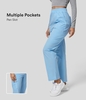 Halara - Einfarbige Bürohose Stoffhose mit hoher Taille,  elastischem Bund,  mehreren Taschen und Schlitz - Azure Blue Sky - L(regular)