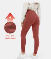 Halara - Einfarbige,  lässige Thermo-Jogginghose aus 3D-Fleece mit hohem Bund,  Kordelzug und Seitentaschen - Marsala - XL