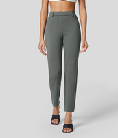 Halara - Einfarbige,  schmale,  konische Anzughose mit hoher Taille und Gesäßtaschen - Sedona Sage - L(regular)